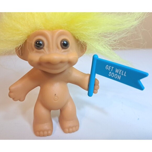 Vtg Russ Troll Doll Rainbow Hair “Get Well Soon” 1990s 5” – Rare Gift Toy - Picture 6 of 6